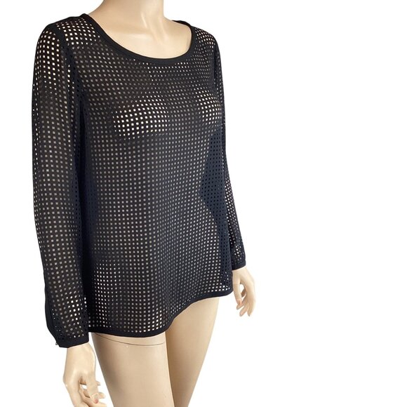 Banana Republic Womens Top Size XS Xsmall Black Sheer Mesh Long Sleeve‎ - Picture 2 of 7